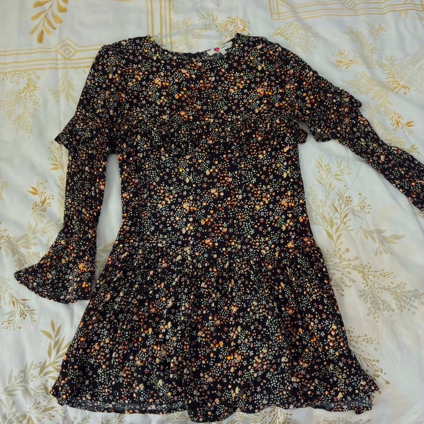 Çiçekli V Yaka Midi Elbise 34 - Görsel 2