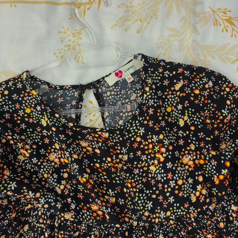 Çiçekli V Yaka Midi Elbise 34 - Görsel 4