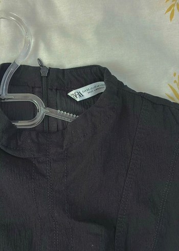 Zara Siyah Drapeli Yüksek Yakalı Midi Elbise XS - Görsel 4