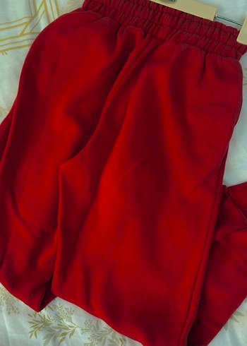 Kırmızı Kadın Düğmeli Rahat Sweatpant S - Görsel 3