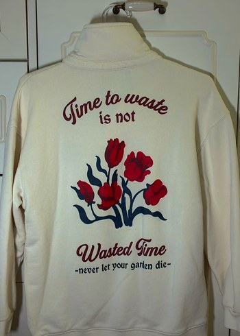 Düğmeli Beyaz Kadın Sweatshirt S - Görsel 2