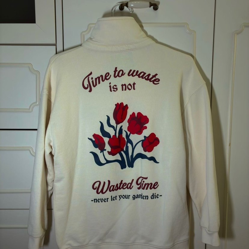 Düğmeli Beyaz Kadın Sweatshirt S - Görsel 2