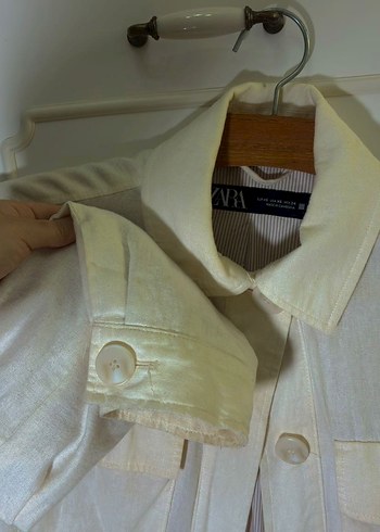 Krem Keten Ceket XS Zara - Görsel 5