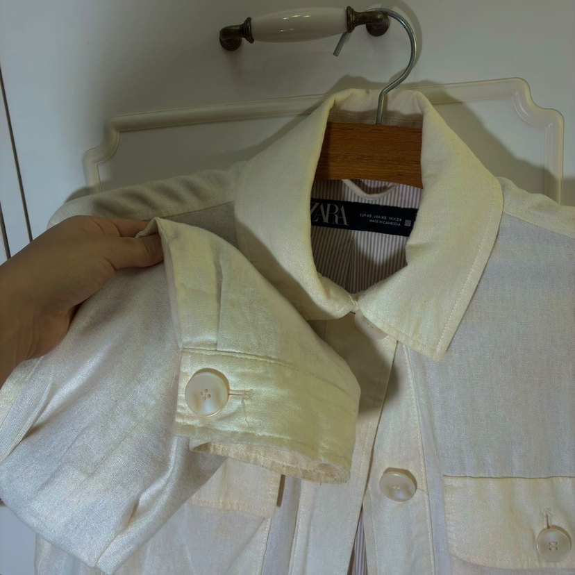 Krem Keten Ceket XS Zara - Görsel 5