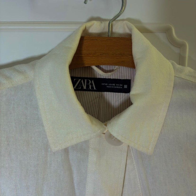 Krem Keten Ceket XS Zara - Görsel 4
