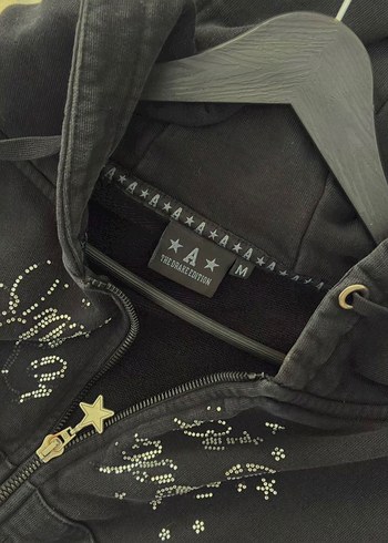 Siyah Kapüşonlu Fermuarlı Sweatshirt M - Görsel 3