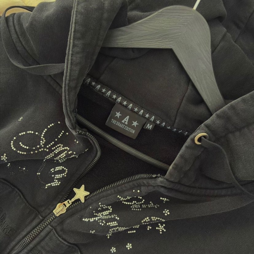 Siyah Kapüşonlu Fermuarlı Sweatshirt M - Görsel 3