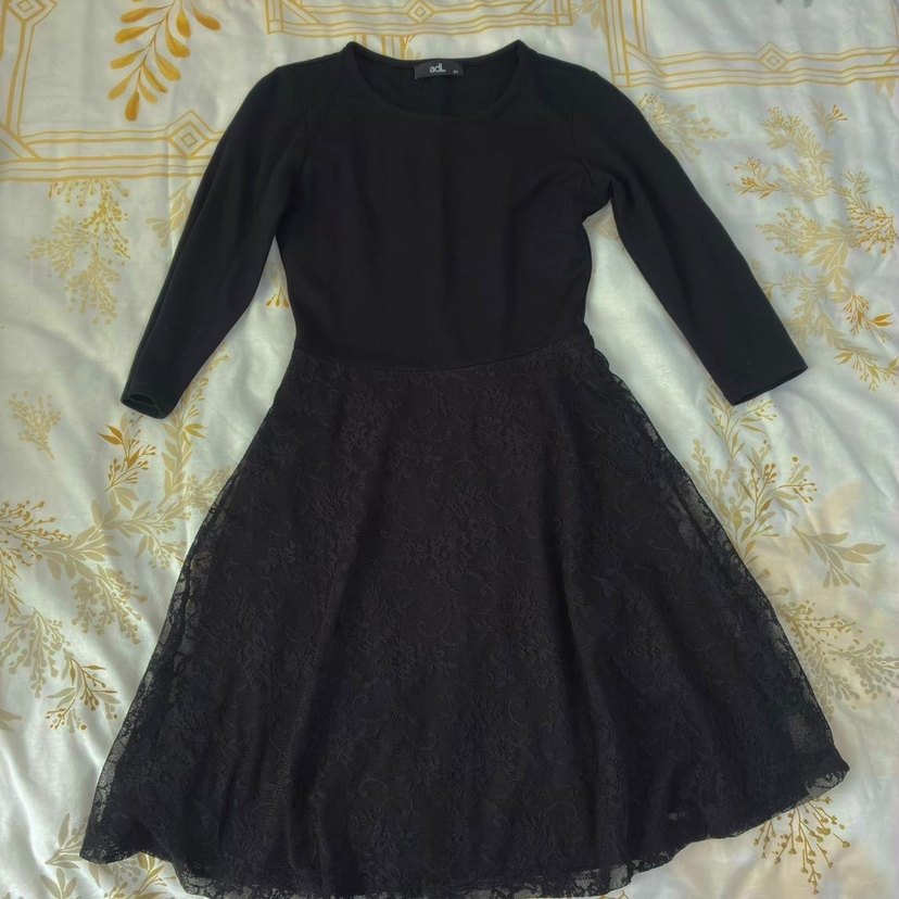 Siyah Uzun Kollu Midi Elbise ADL XS - Görsel 2