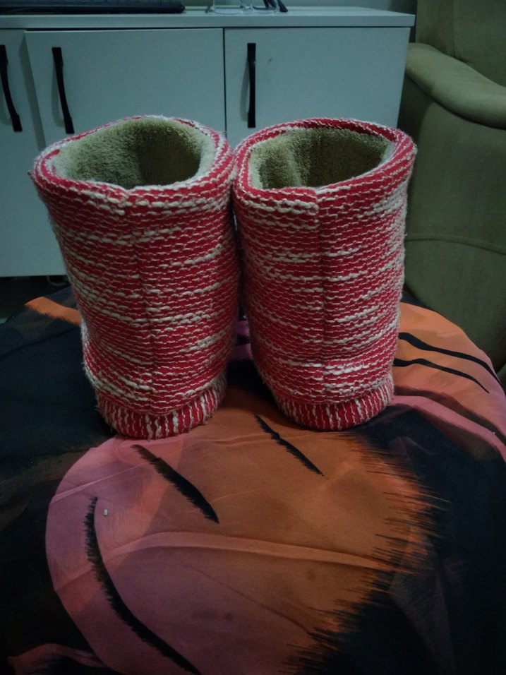 LC WAİKİKİ PANDUF Kızlar için Nakışlı Kırmızı Örgü Ev Terliği - Görsel 4