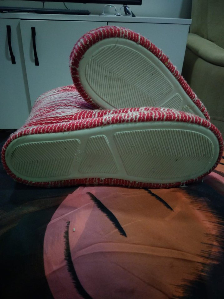 LC WAİKİKİ PANDUF Kızlar için Nakışlı Kırmızı Örgü Ev Terliği - Görsel 3