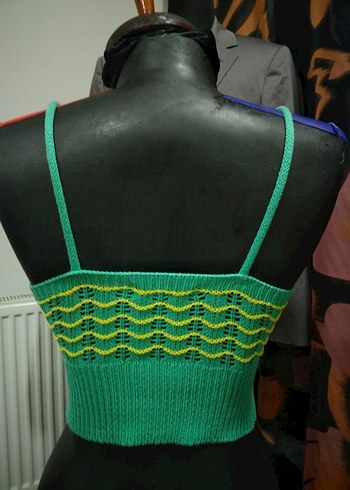 Renkli Örgü V Yaka Mini Büstiyer - Görsel 4