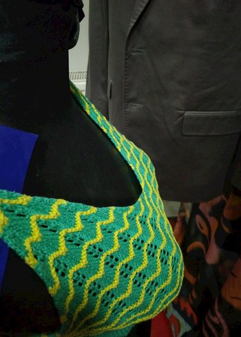 Renkli Örgü V Yaka Mini Büstiyer - Görsel 6