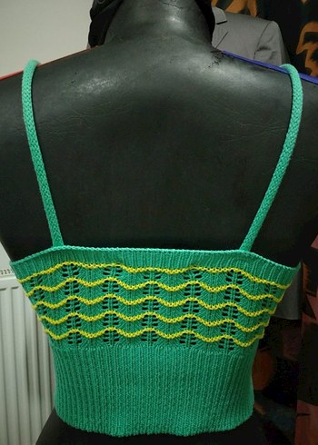 Renkli Örgü V Yaka Mini Büstiyer - Görsel 5