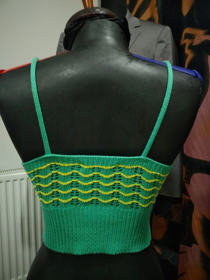 Renkli Örgü V Yaka Mini Büstiyer - Görsel 4