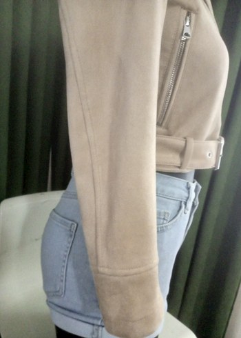 PULL&BEAR  YEPYENİ SIFIRDAN FARKSIZ Bej Süet Kısa Deri Ceket - Görsel 7