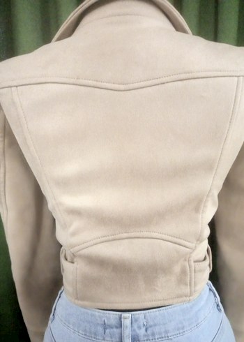 PULL&BEAR  YEPYENİ SIFIRDAN FARKSIZ Bej Süet Kısa Deri Ceket - Görsel 9