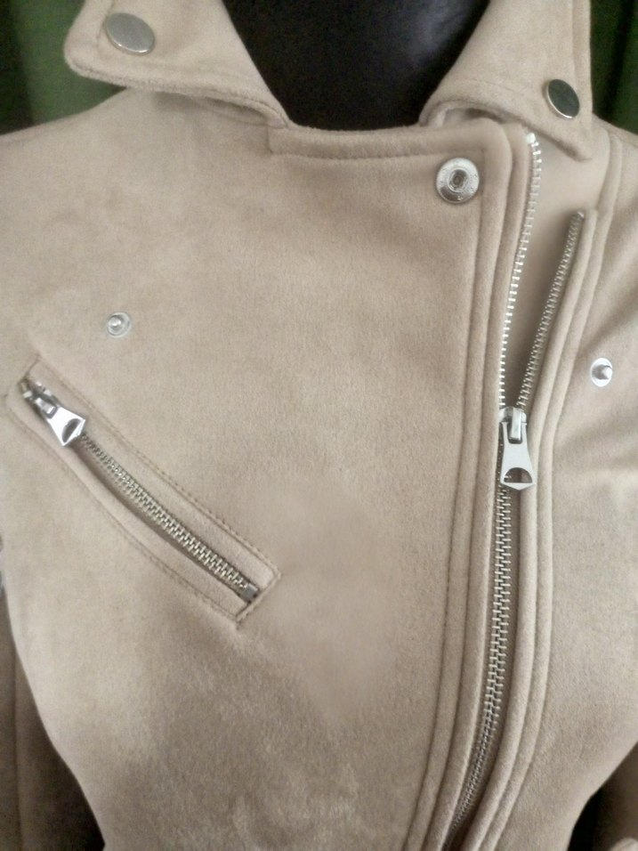 PULL&BEAR  YEPYENİ SIFIRDAN FARKSIZ Bej Süet Kısa Deri Ceket - Görsel 4