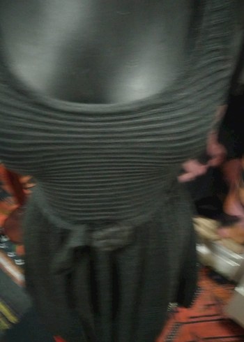 MANGO SUIT Gri Uzun Triko Kolsuz Elbise - Görsel 5