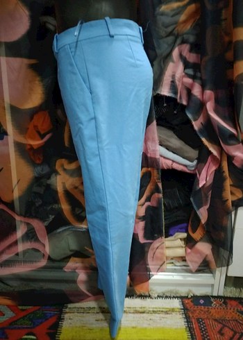 ADL ADİL IŞIK Mavi Midi Denim Kumaş Kadın Pantolon - Görsel 4