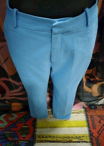 ADL ADİL IŞIK Mavi Midi Denim Kumaş Kadın Pantolon - Görsel 2