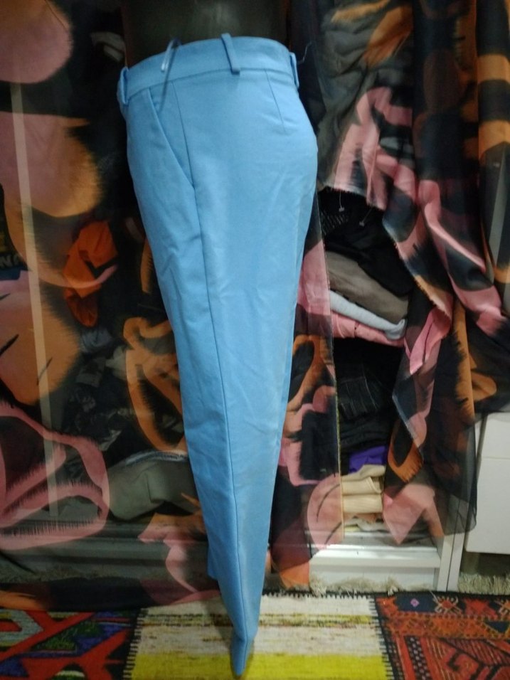 ADL ADİL IŞIK Mavi Midi Denim Kumaş Kadın Pantolon - Görsel 4