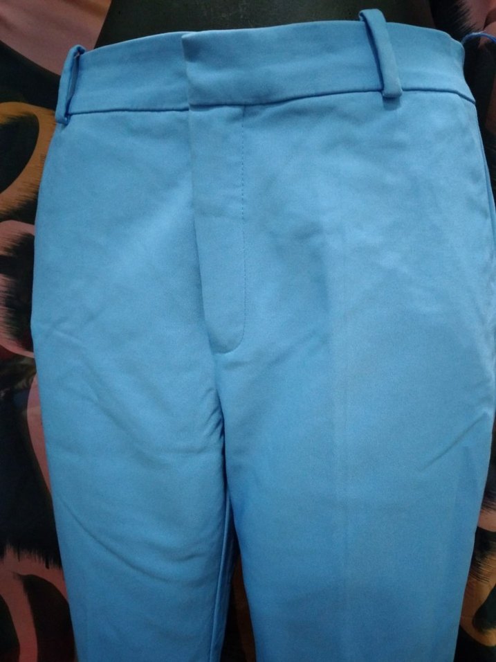 ADL ADİL IŞIK Mavi Midi Denim Kumaş Kadın Pantolon - Görsel 3