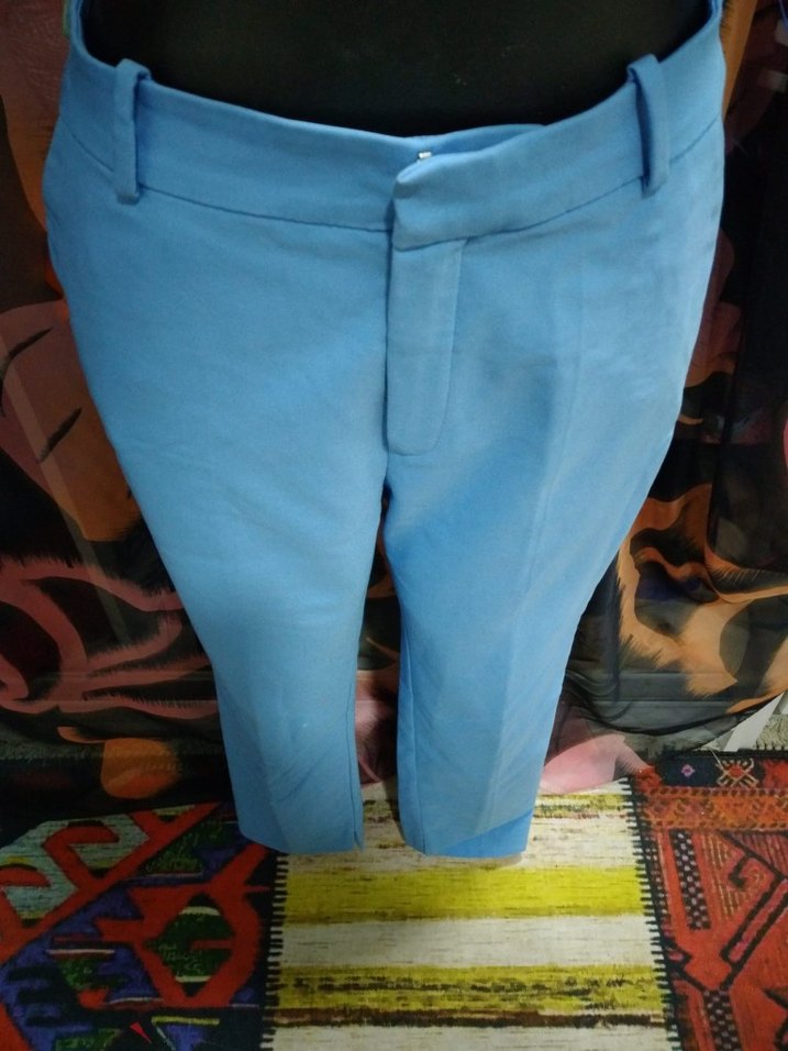 ADL ADİL IŞIK Mavi Midi Denim Kumaş Kadın Pantolon - Görsel 2