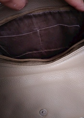 Bej Deri Kadın Çanta Tokalı - Görsel 7