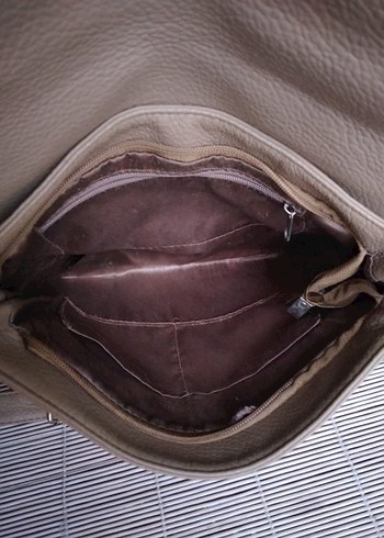 Bej Deri Kadın Çanta Tokalı - Görsel 5