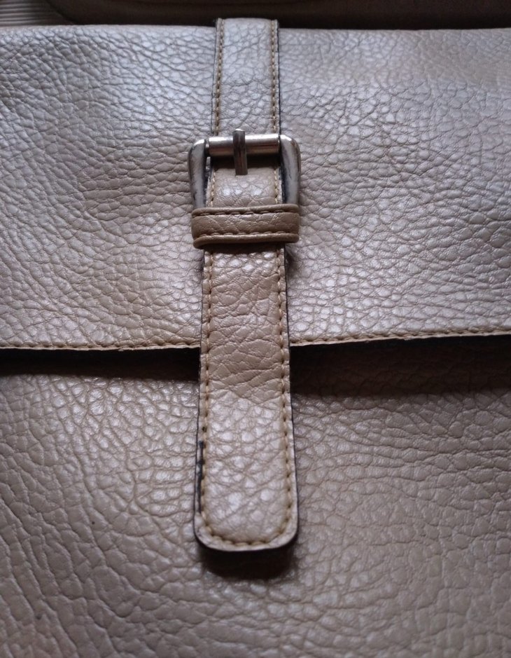 Bej Deri Kadın Çanta Tokalı - Görsel 3