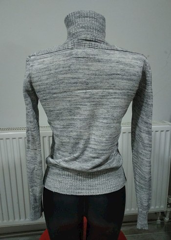 H&M L.O.G.G Gri Yüksek Yakalı Örgü Kadın Kazak - Görsel 5