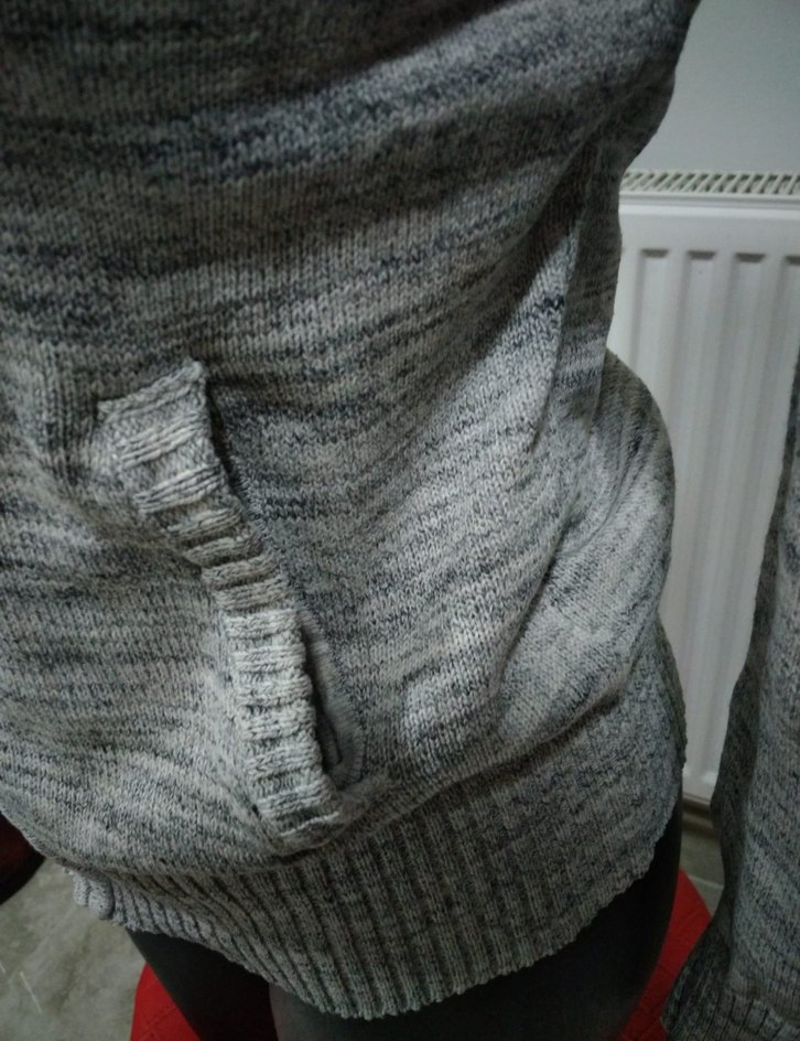 H&M L.O.G.G Gri Yüksek Yakalı Örgü Kadın Kazak - Görsel 4