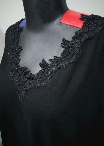 Drapeli Siyah V Yaka Uzun Kadın Tunik - Görsel 3