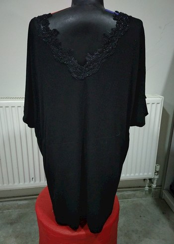 Drapeli Siyah V Yaka Uzun Kadın Tunik - Görsel 6