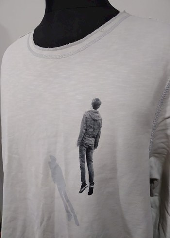 Gri Erkek Uzun Kollu Baskılı Sweatshirt - Görsel 2