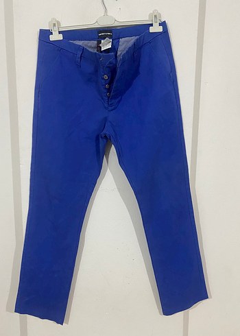 Emporio Armani Canli Mavi Duz Kesim Pantolon