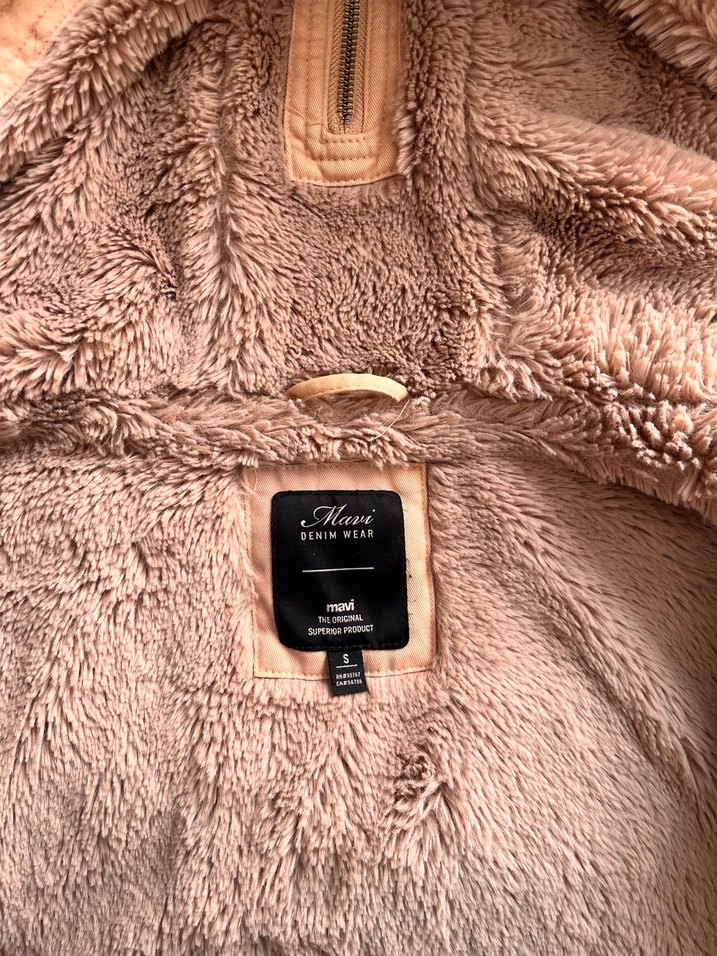 Pembe  Detaylı Bej Salaş Kadın Ceket - Görsel 2