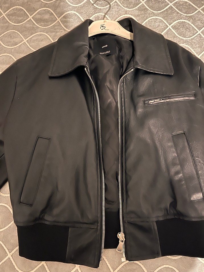 Deri Siyah Fermuarlı Kadın Ceket - Görsel 2