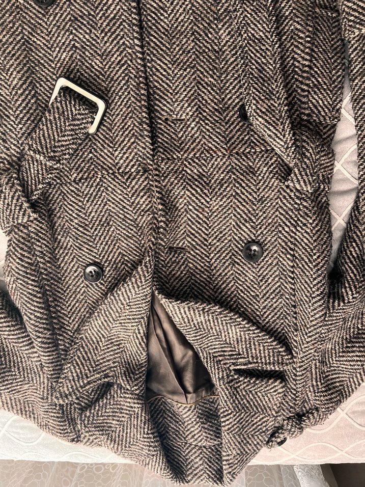 Düğmeli Kahverengi Midi  Kaban - Görsel 2