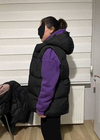 Siyah Fermuarlı Kadın Şişme Yelek - Görsel 4