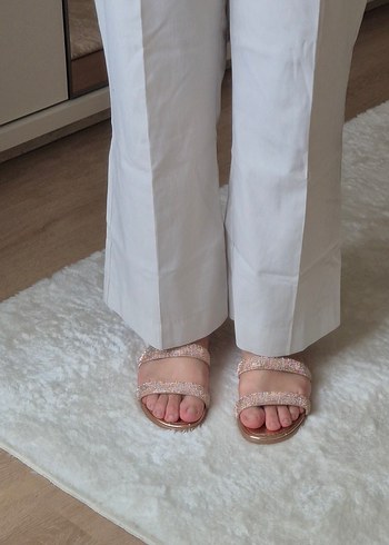 Beyaz Midi Kadın Kumaş Pantolon - Görsel 2