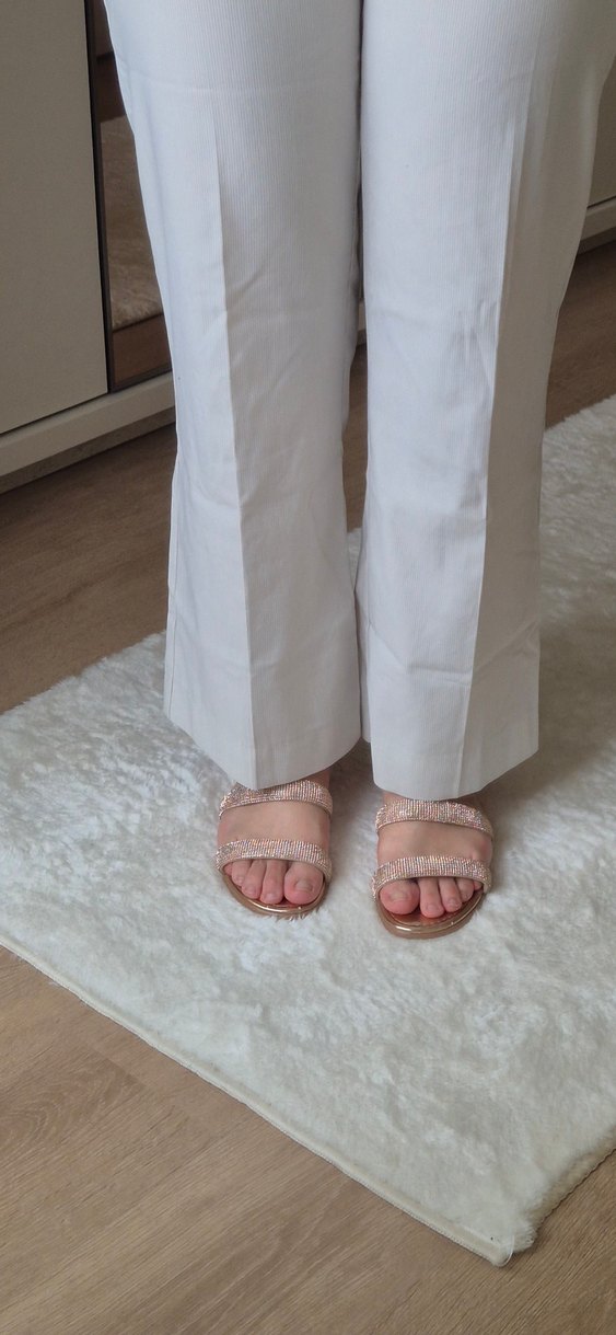 Beyaz Midi Kadın Kumaş Pantolon - Görsel 2