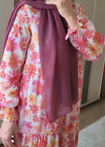 Pembe Bohem Çiçek Desenli Uzun Elbise - Görsel 2