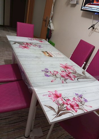 Pembe Baskılı yemek masas - Görsel 2