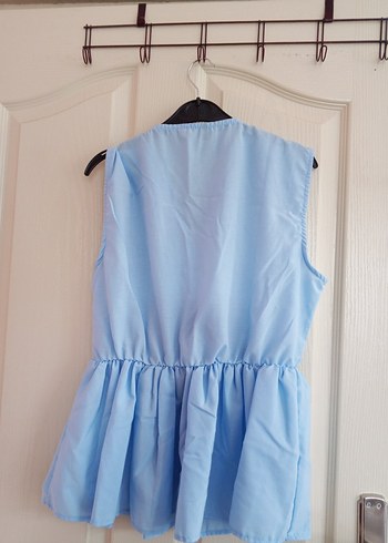 Mavi Kolsuz V Yakalı Kadın Bluz - Görsel 3