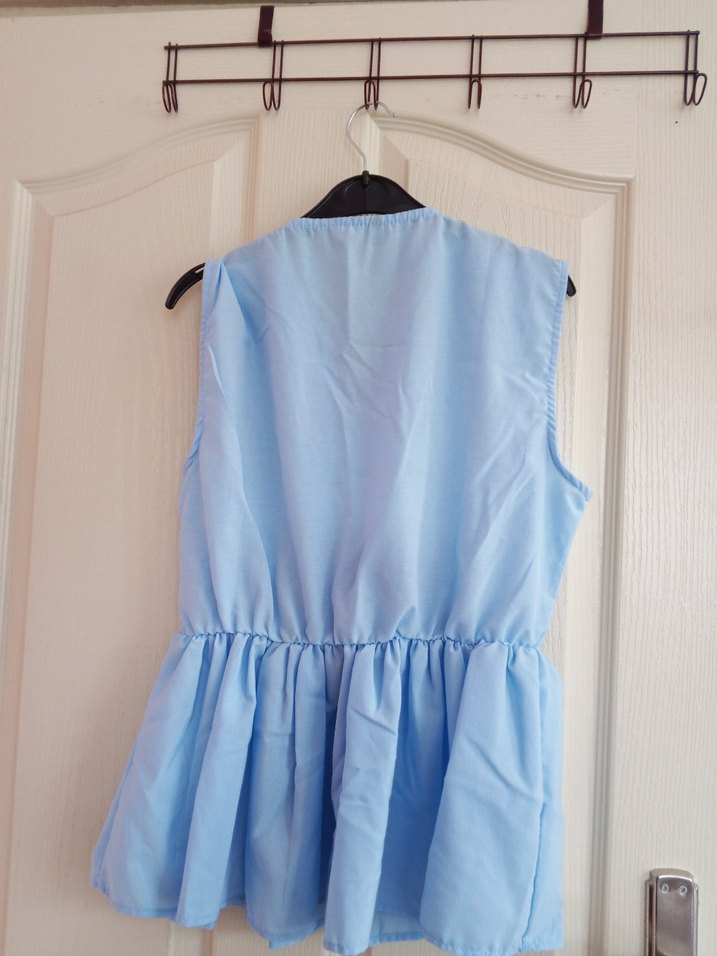 Mavi Kolsuz V Yakalı Kadın Bluz - Görsel 3