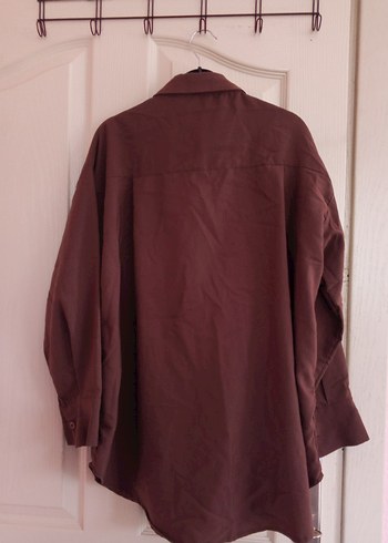 Düğmeli Kahverengi Keten Gömlek - Görsel 3