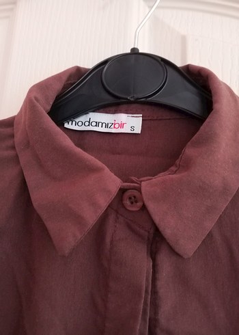 Düğmeli Kahverengi Keten Gömlek - Görsel 2