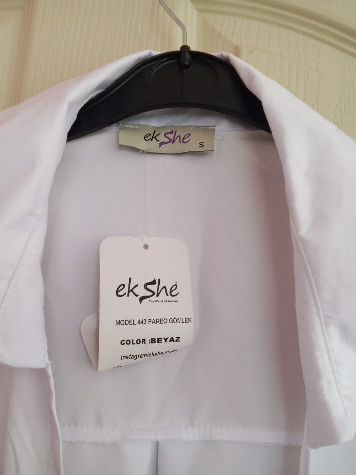 Beyaz Keten Midi Gömlek, Kuşaklı, Uzun Kollu pareo - Görsel 2