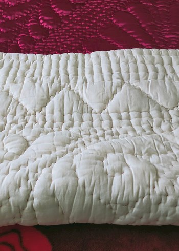 Nakışlı Beyaz Parlak Yatak Örtüsü - Görsel 7